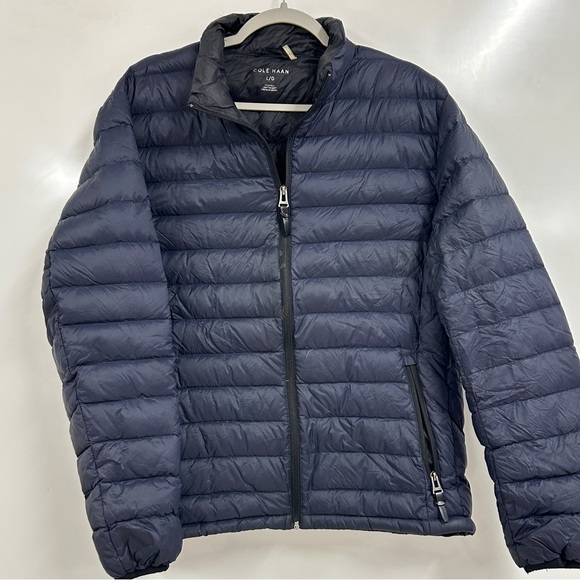 Cole Haan Navy Duck Down Puffer Jacket Men’s Large Lightweight Quilted Coat